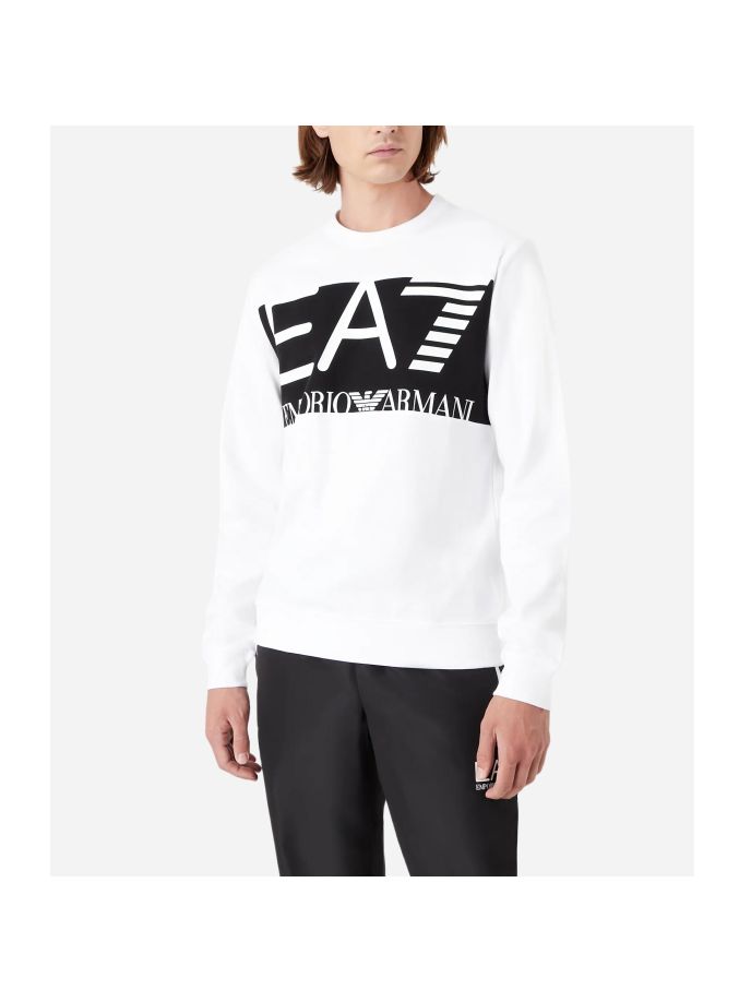 Full-Zip Sweatshirt In Jersey With Stripes And Ea Patch by Emporio